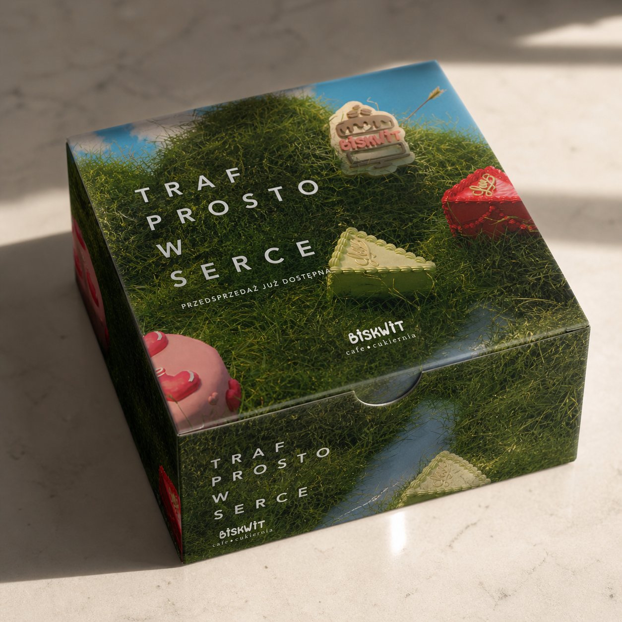 Valentine's gift box on marble surface
