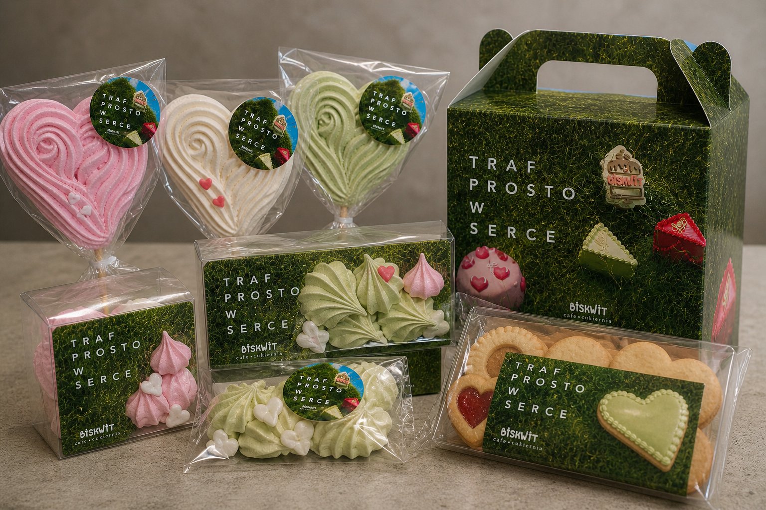 Full Biskwit Valentine collection — meringues, boxes, cookies